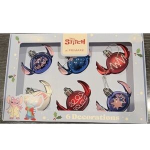 Primark Disney Stitch Holiday Ornaments - Blue, Red, White